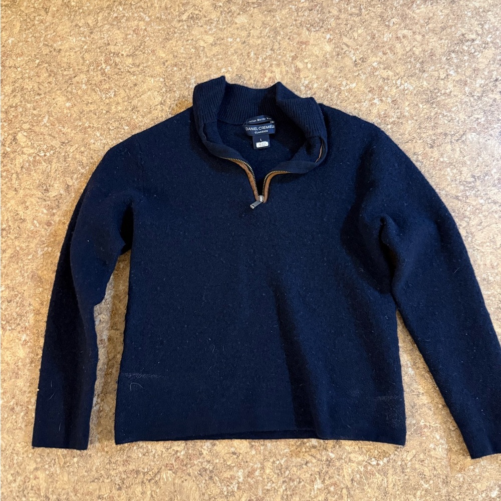 Daniel Cremieux Navy Blue Zip-Up Sweater